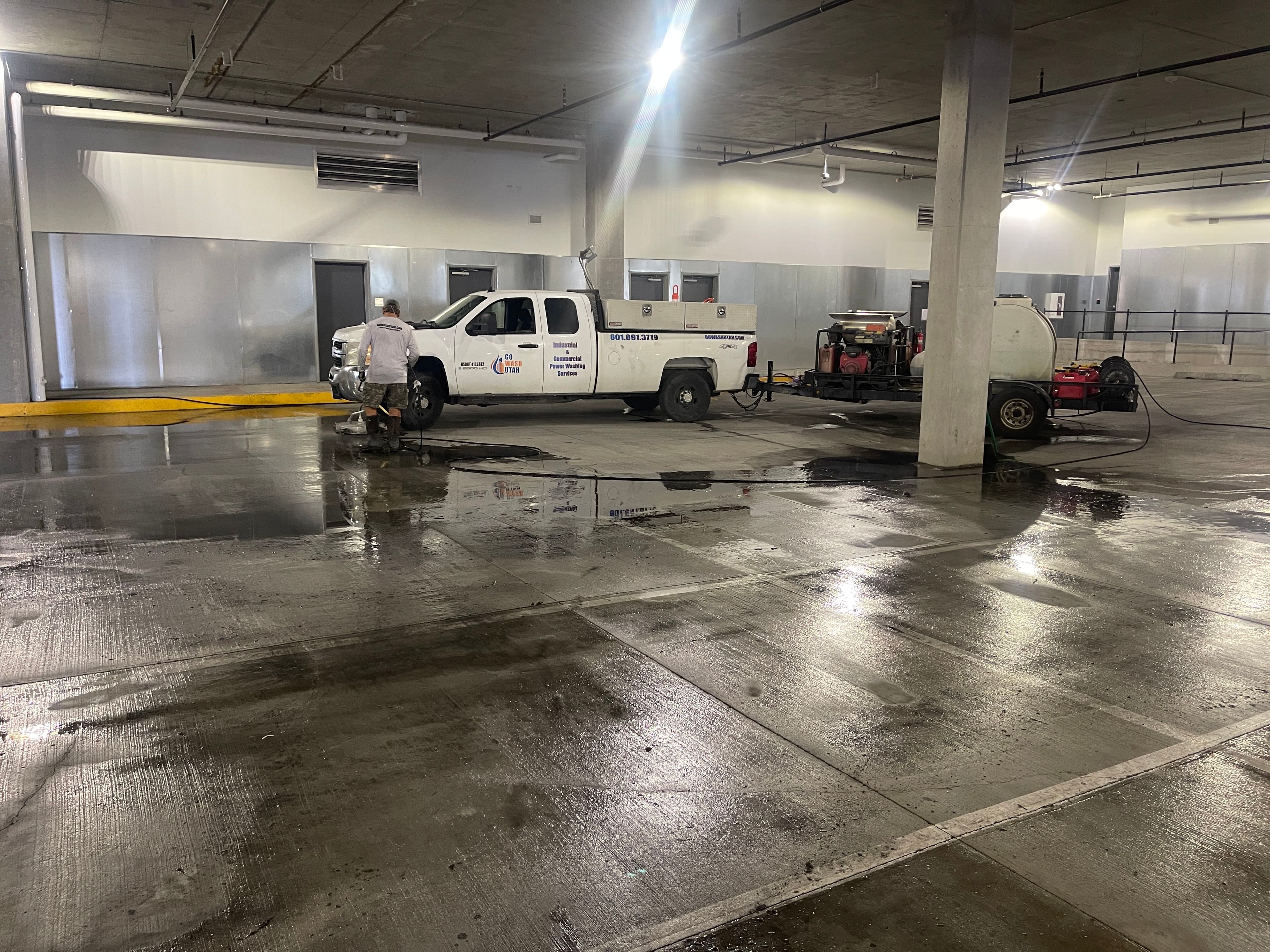 Project Parking Garage Concrete Pressure Wash Prepped for Striping image