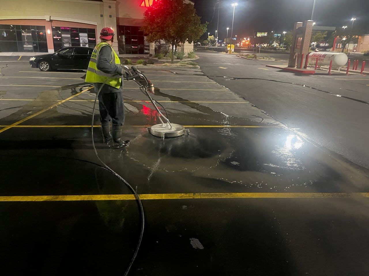 Nighttime Parking Lot Cleaning by Go Wash Utah image
