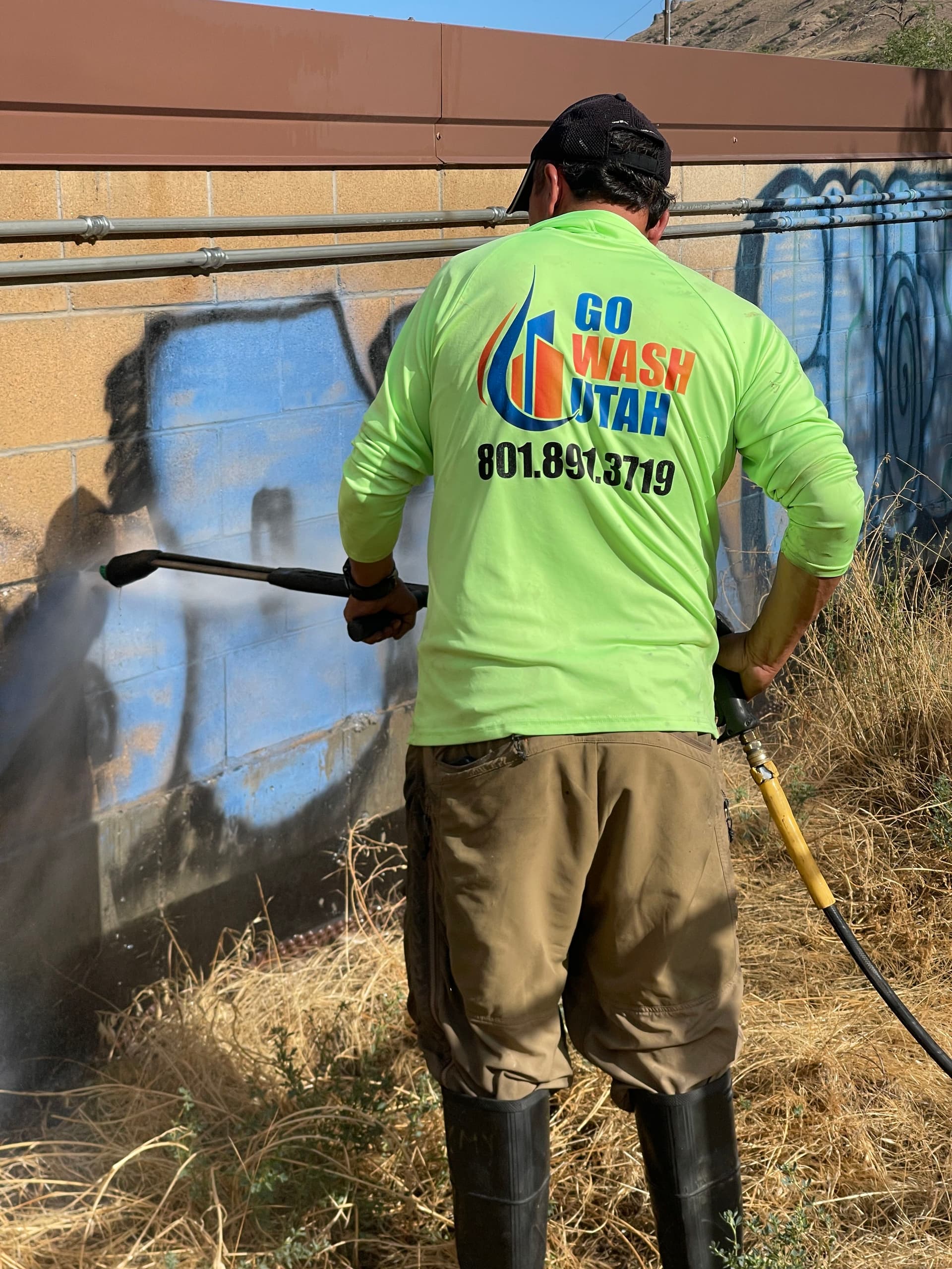 Gallery photos for Graffiti Removal at a Utah Storage Facility Wall: Image #3