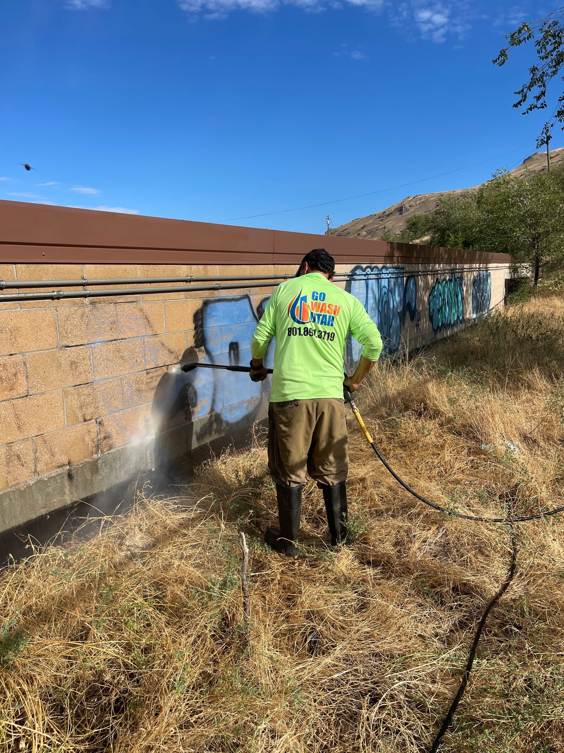 Gallery photos for Graffiti Removal at a Utah Storage Facility Wall: Image #4