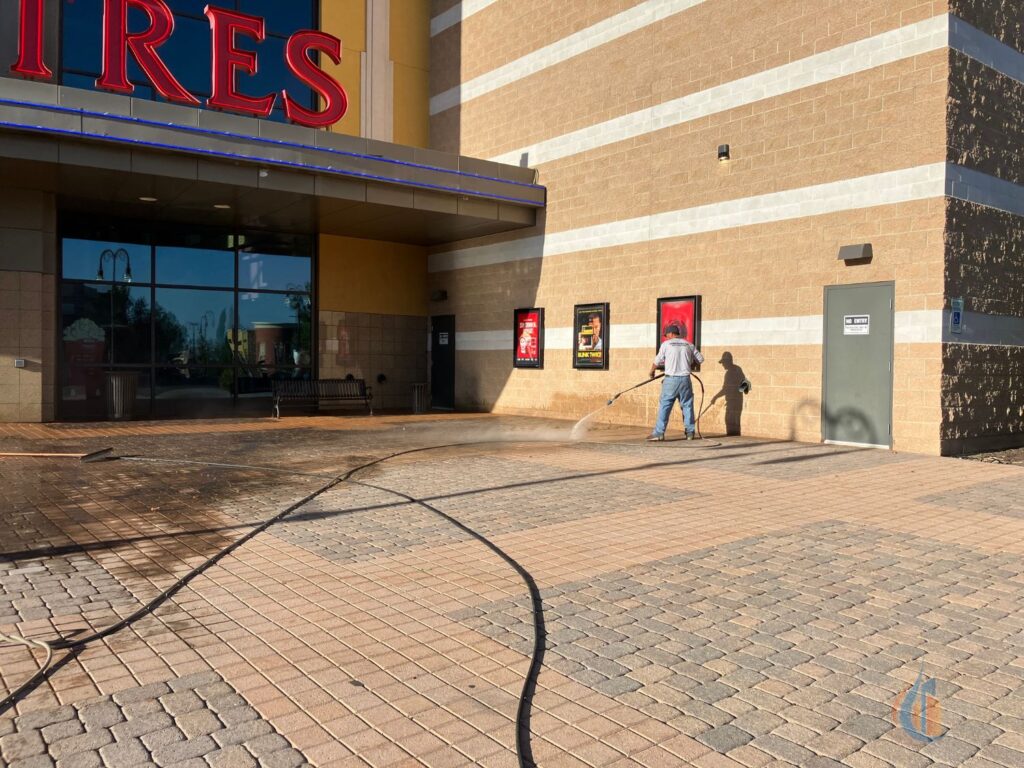 10 Century Theatres Paver Walkway and Entrance Pressure Power Washing by Go Wash Utah