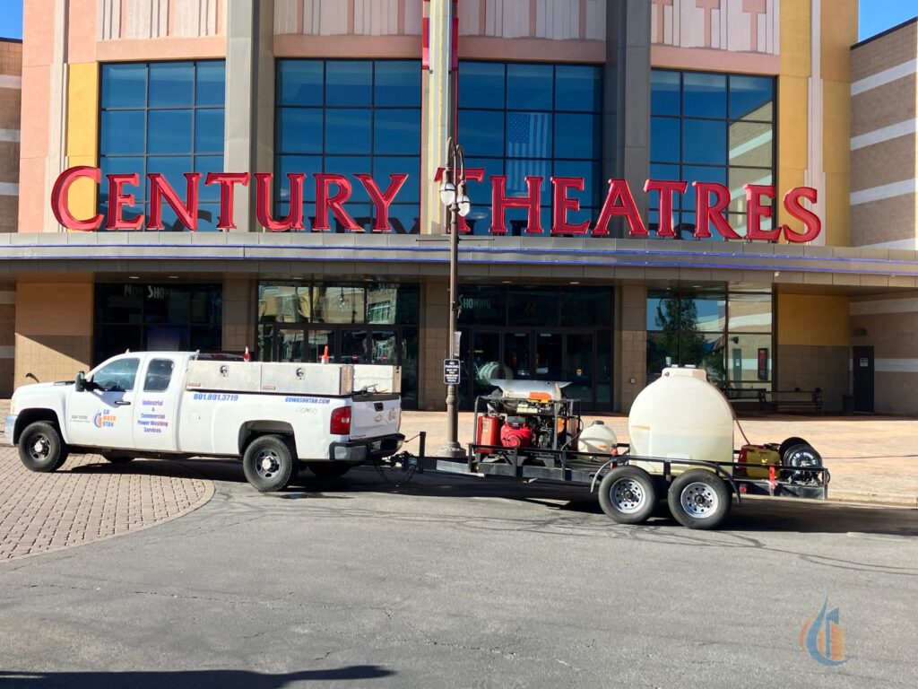 4 Century Theatres Paver Walkway and Entrance Pressure Power Washing by Go Wash Utah