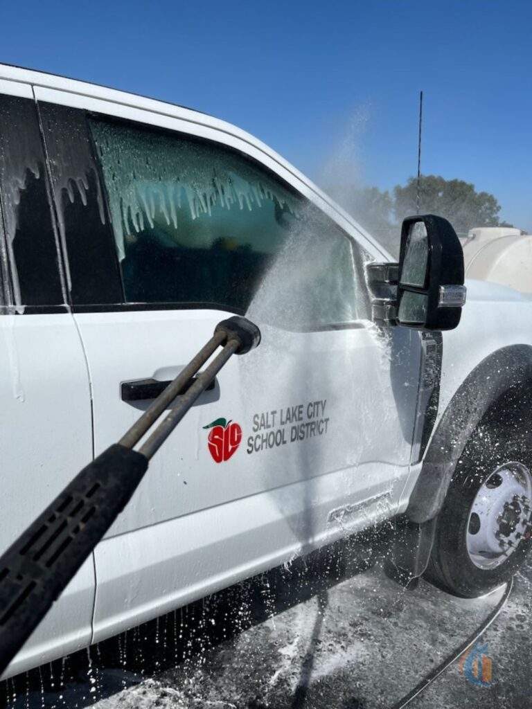 11 Pressure Power Washing Vehicles for Salt Lake City School District by Go Pave Utah